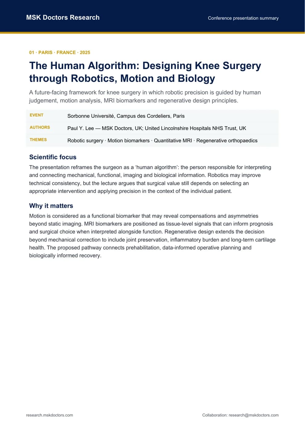 Presentation summary: The Human Algorithm